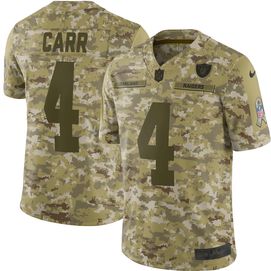 Raiders #4 Derek Carr 2018 Camo Salute To Service Limited Stitched Jersey - Zenithce