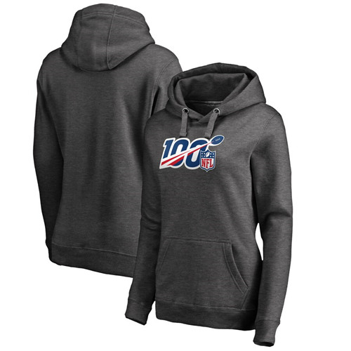 Women's Kansas City Chiefs Heathered Gray 100th Season Pullover Hoodie(Run Small - Zenithce