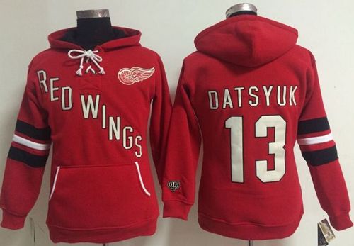 Detroit Red Wings #13 Pavel Datsyuk Red Women's Old Time Heidi NHL Hoodie - Zenithce