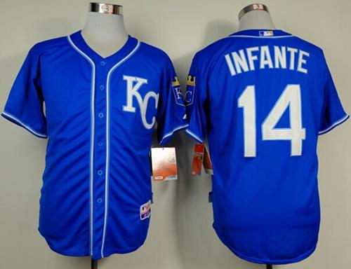 Royals #14 Omar Infante Light Blue Alternate 2 Cool Base Stitched Jersey - Zenithce