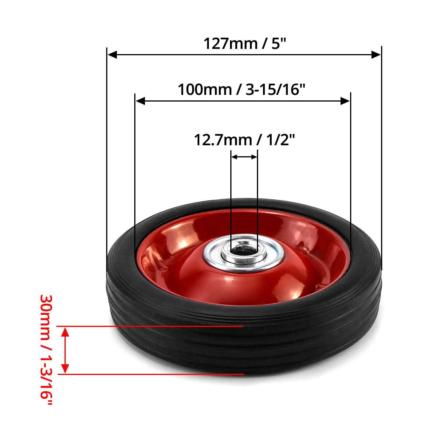 Qwork 2 Pack 6 x 1.5 Axle Premium Rubber Wheel with Ball Bearing - Zenithce