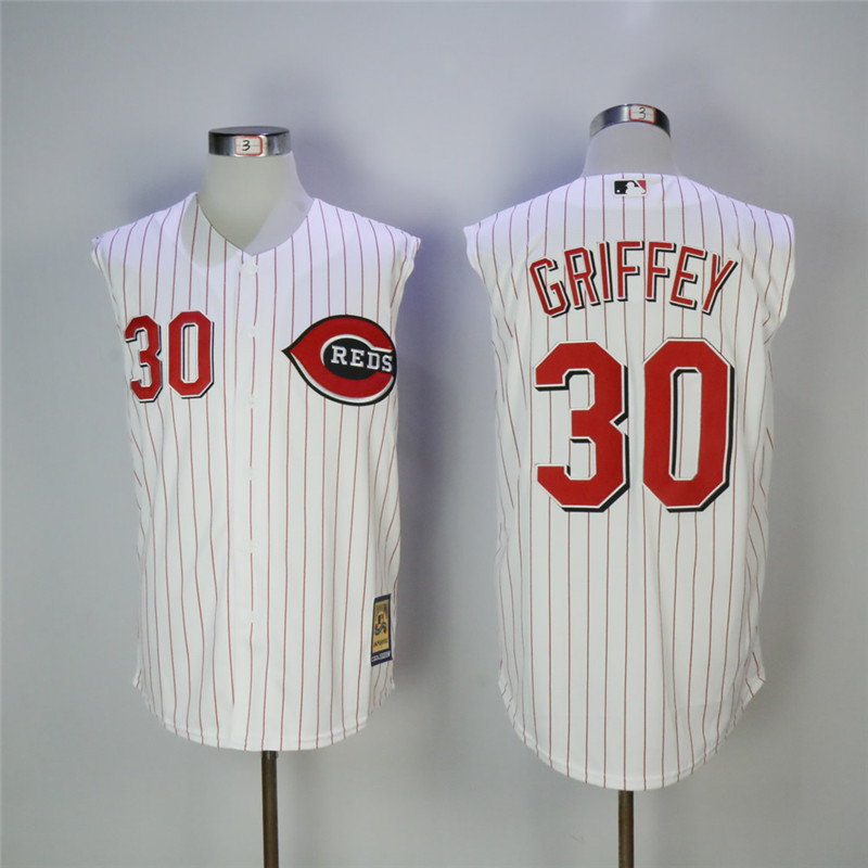 Cincinnati Reds #30 Ken Griffey Jr White Cooperstown Collection Player Stitched Jersey - Zenithce