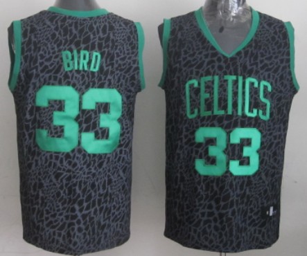 Boston Celtics #33 Larry Bird Black Leopard Print Fashion Jersey - Zenithce