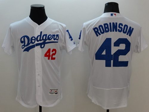Dodgers #42 Jackie Robinson White Flexbase Authentic Collection Stitched Jersey - Zenithce