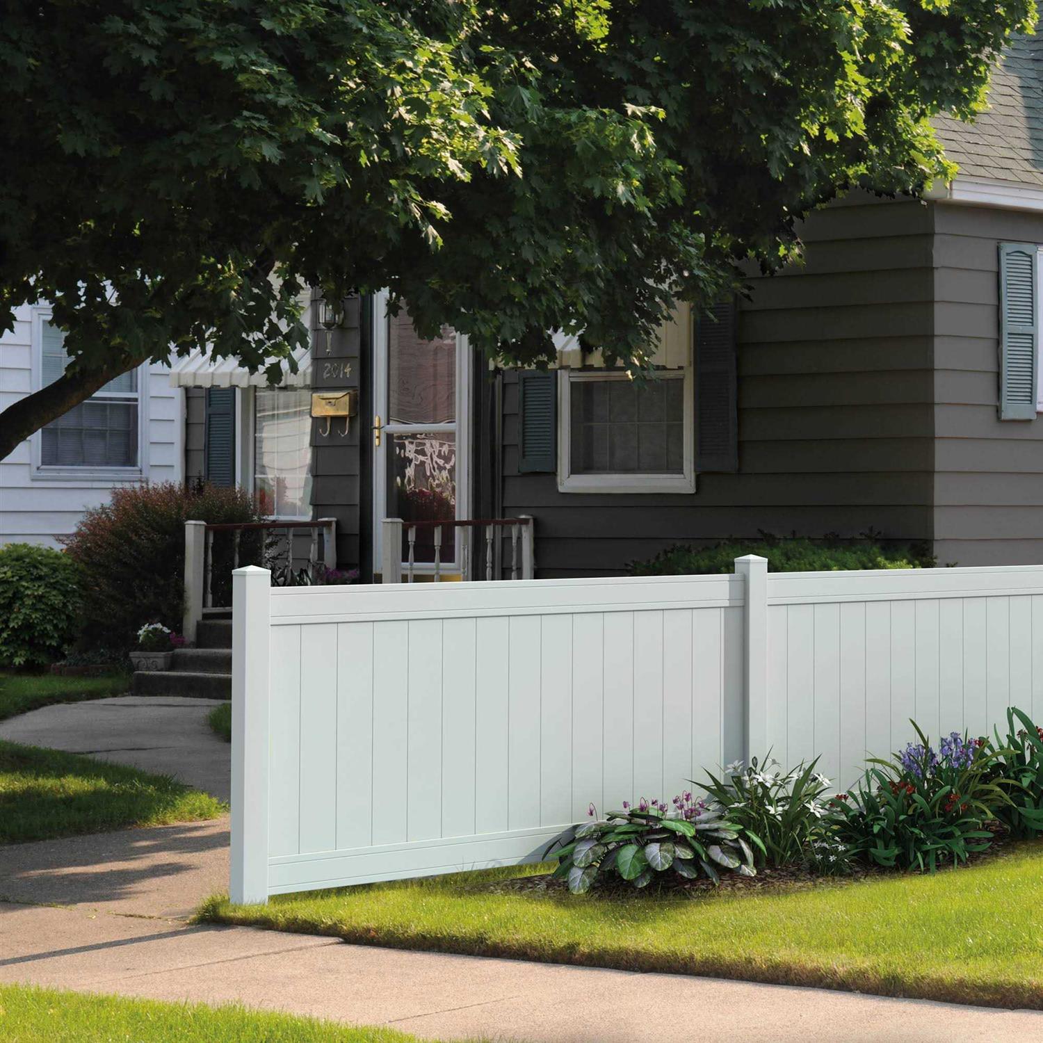 Woodbridge 5 in. x 5 in. x Routed White Vinyl Fence Line Post Outdoor Essentials - Zenithce