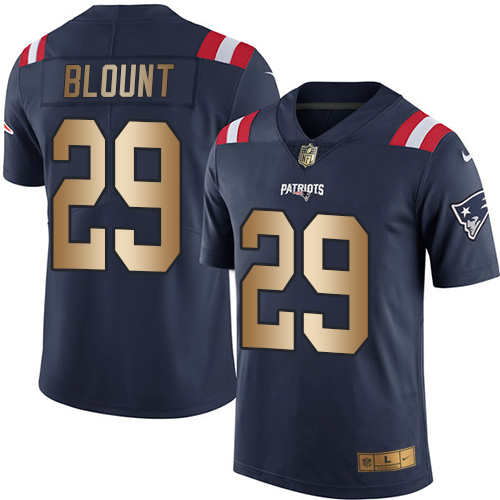 Patriots #29 LeGarrette Blount Navy Blue Stitched Limited Gold Rush Nike Jersey - Zenithce