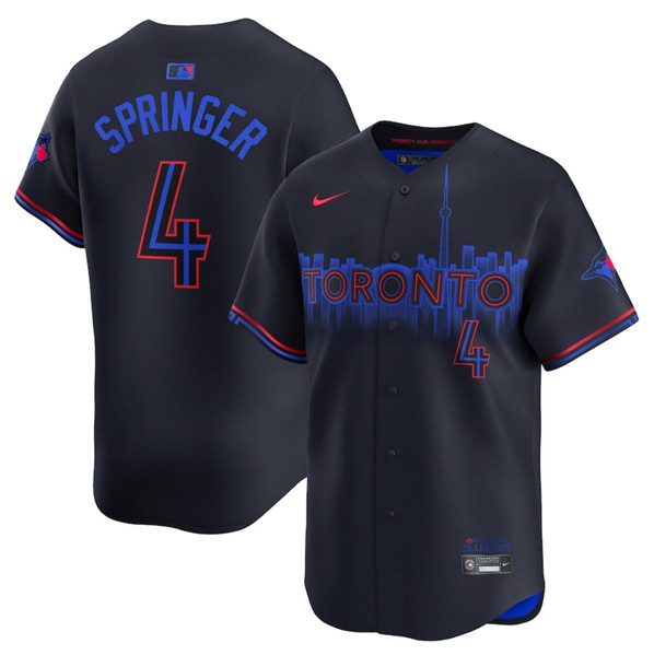 Toronto Blue Jays #4 George Springer Black 2024 City Connect Limited Stitched Jersey - Zenithce