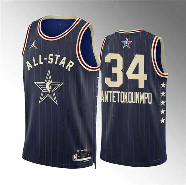 2024 All-Star #34 Giannis Antetokounmpo Navy Stitched Jersey - Zenithce