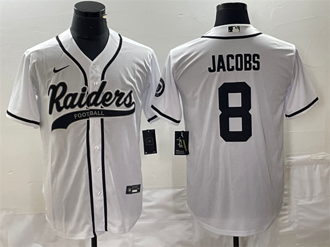 Las Vegas Raiders #8 Josh Jacobs White Cool Base Stitched Jersey - Zenithce
