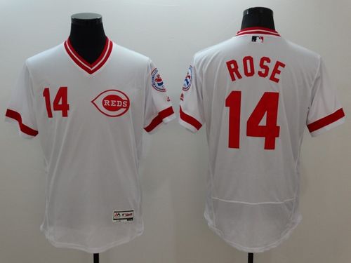 Reds #14 Pete Rose White Flexbase Authentic Collection Cooperstown Stitched Jersey - Zenithce