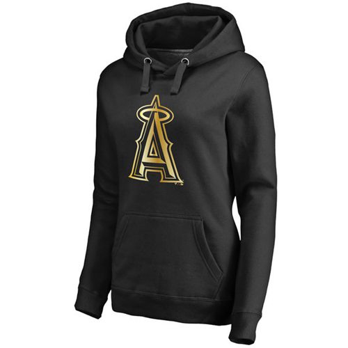 Women's Los Angeles Angels Of Anaheim Gold Collection Pullover Hoodie Black - Zenithce