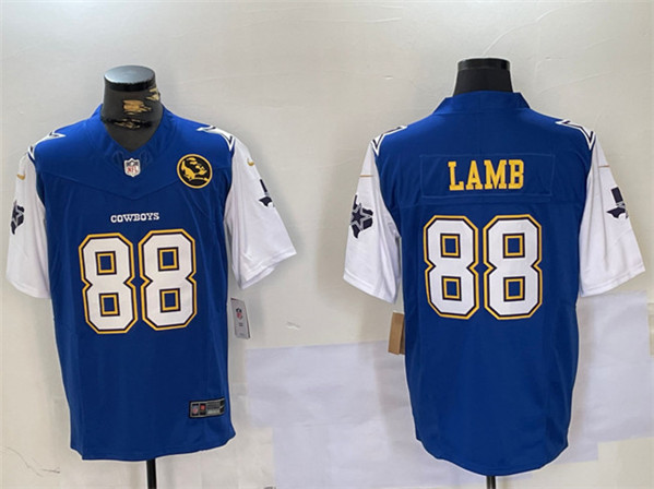 Dallas Cowboys #88 CeeDee Lamb 2024 F.U.S.E. Navy Gold With Texas John Madden Patch Stitched Jersey - Zenithce