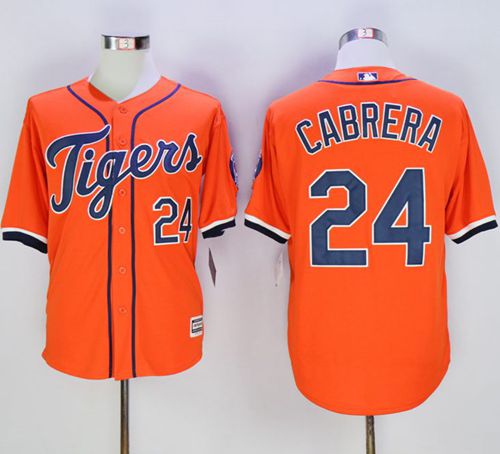 Tigers #24 Miguel Cabrera Orange New Cool Base Stitched Jersey - Zenithce