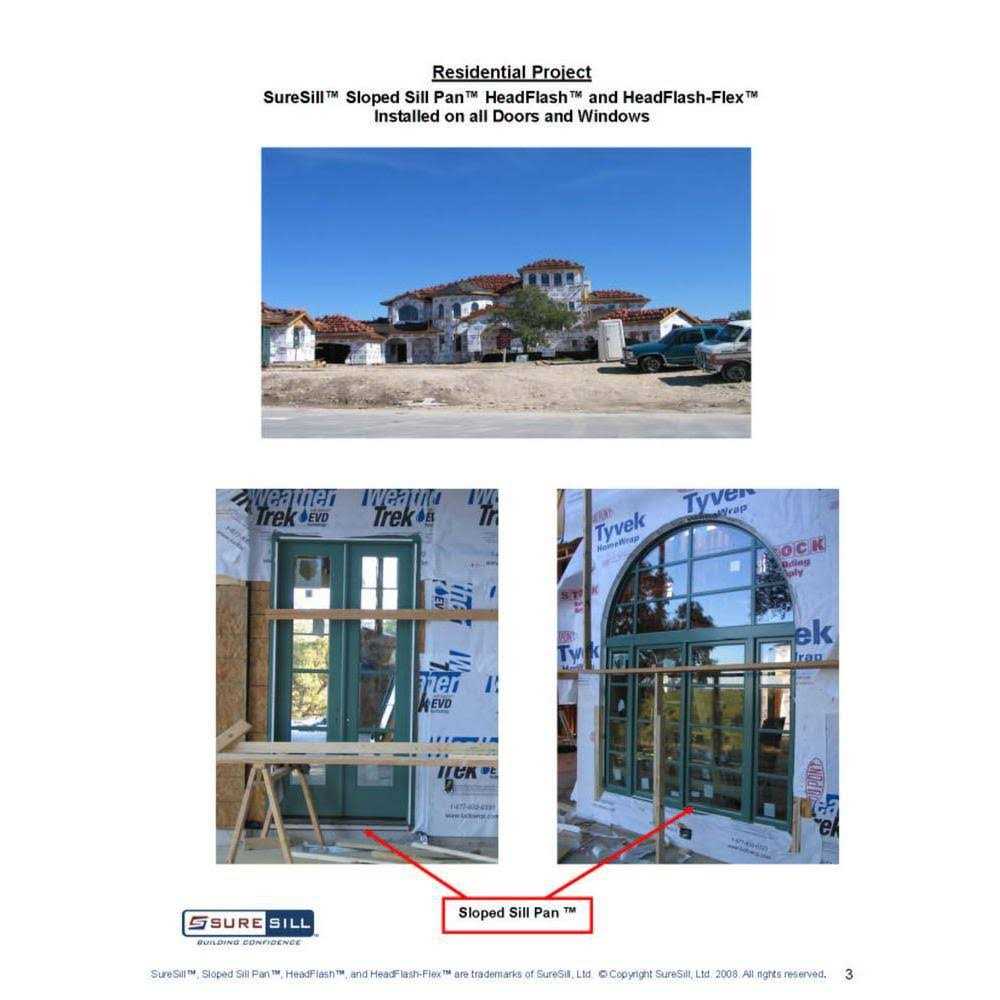 Suresill 1-3/8 in. x White Pvc Sloped Head Flashing for Door and Window Installation and Flashing - Zenithce