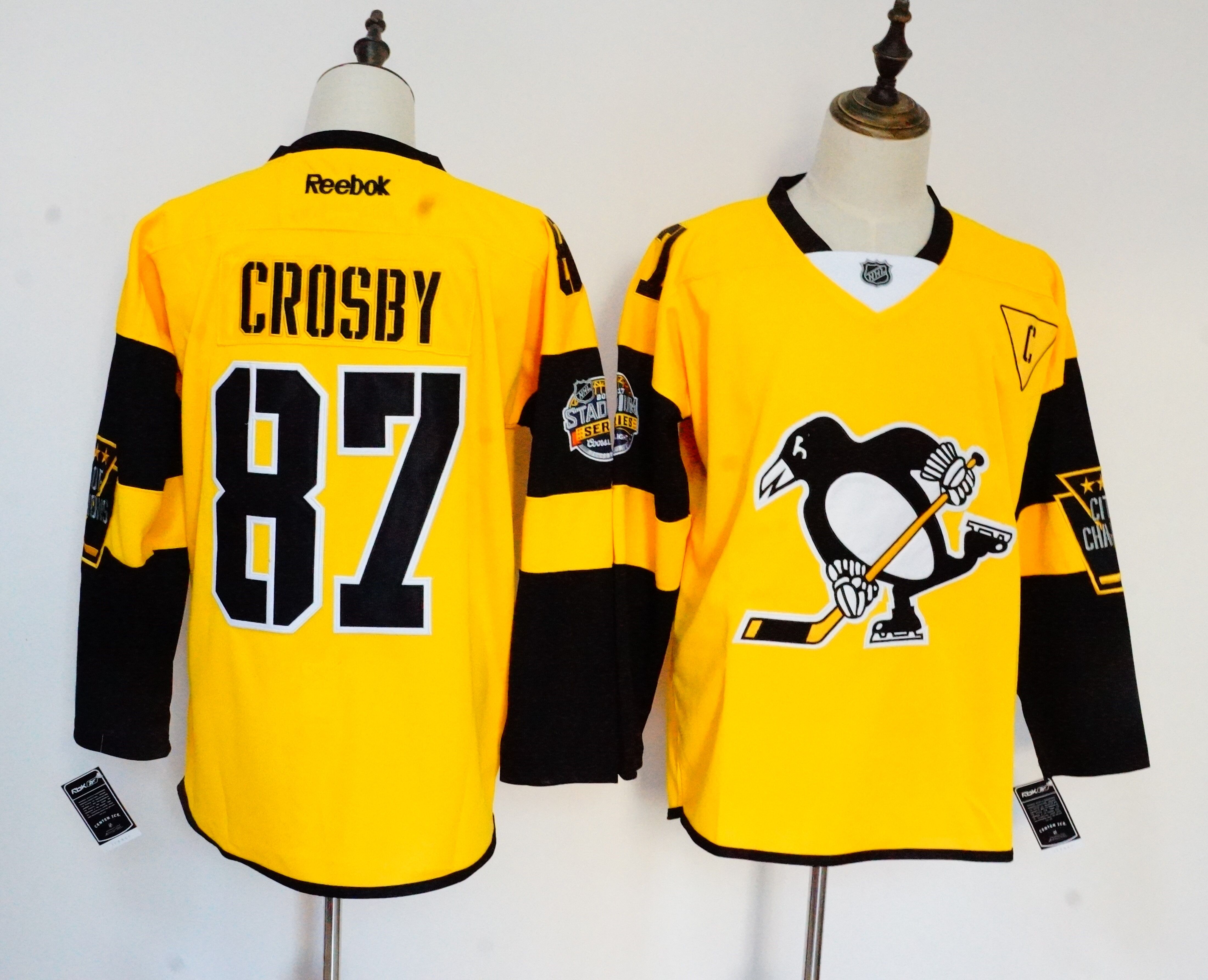 Reebok Pittsburgh Penguins #87 Sidney Crosby Yellow Stitched Jersey - Zenithce