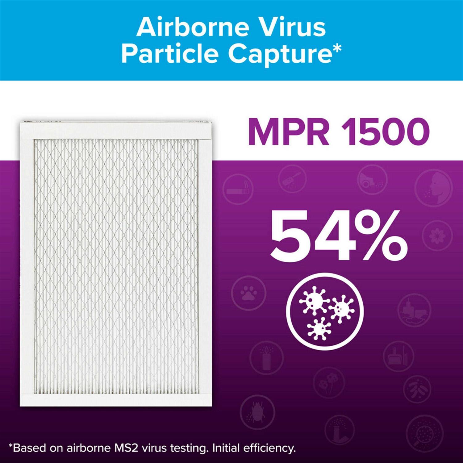 Filtrete 1-in 12 MERV 1500 MPR Allergen, Bacteria and Virus Electrostatic Pleated Air Filter - Zenithce
