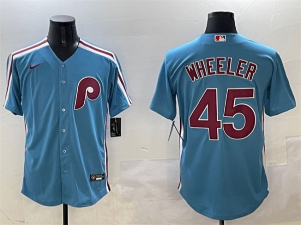Philadelphia Phillies #45 Zack Wheeler Blue Cool Base Stitched Jersey - Zenithce