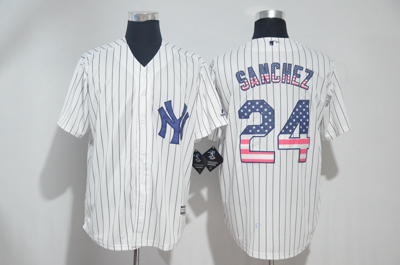 New York Yankees #24 Gary Sanchez White US Flag New Cool Base Stitched Jersey - Zenithce