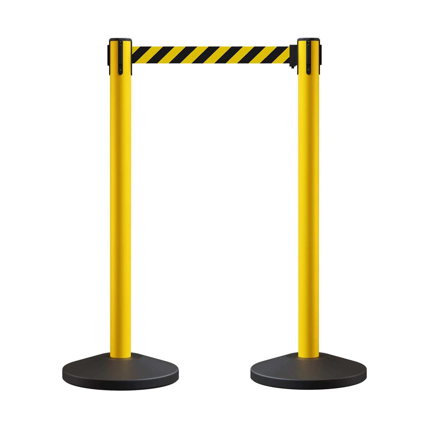 Crowd Control Warehouse CCW Series RBB-100 Set of 2 Safety Retractable Belt Barrier Stanchion - Zenithce