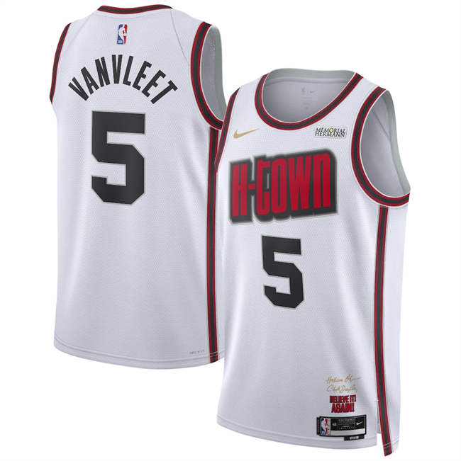 Houston Rockets #5 Fred VanVleet White 2024-25 City Edition Stitched Jersey - Zenithce