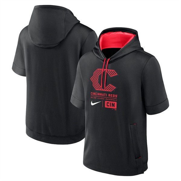 Cincinnati Reds Black City Connect Short Sleeve Pullover Hoodie - Zenithce