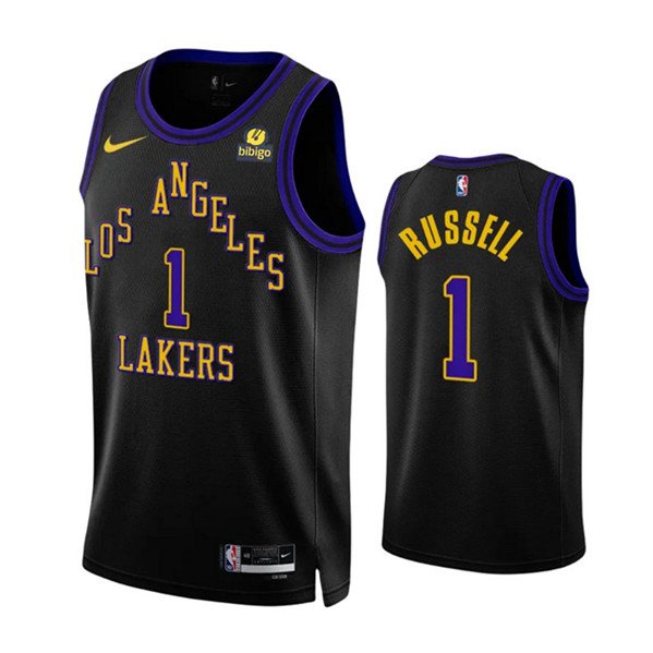 Los Angeles Lakers #1 D'Angelo Russell Black 2023-24 City Edition Stitched Jersey - Zenithce