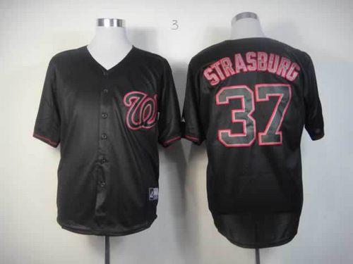 Nationals #37 Stephen Strasburg Black Fashion Stitched Jersey - Zenithce