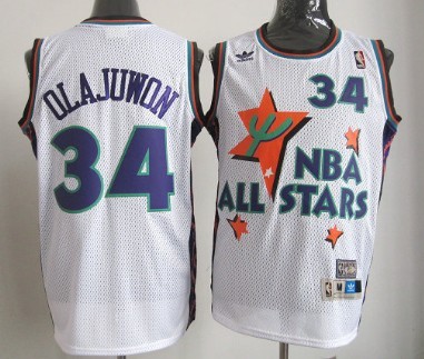 1995 All-Star #34 Hakeem Olajuwon White Swingman Throwback Jersey - Zenithce