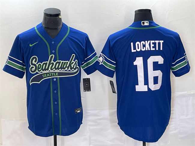Seattle Seahawks #16 Tyler Lockett Royal Throwback Cool Base Stitched Jersey - Zenithce