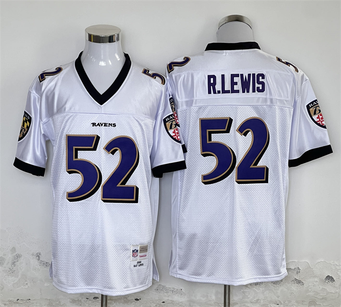 Baltimore Ravens #52 Ray Lewis White Throwback Stitched Jersey - Zenithce