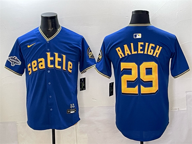 Seattle Mariners #29 Cal Raleigh Royal With 2025 AL West Division Champions Patch City Connect Limited Stitched Jersey - Zenithce