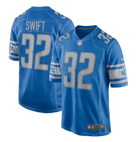 Detroit Lions #32 D'Andre Swift Blue Stitched Jersey - Zenithce