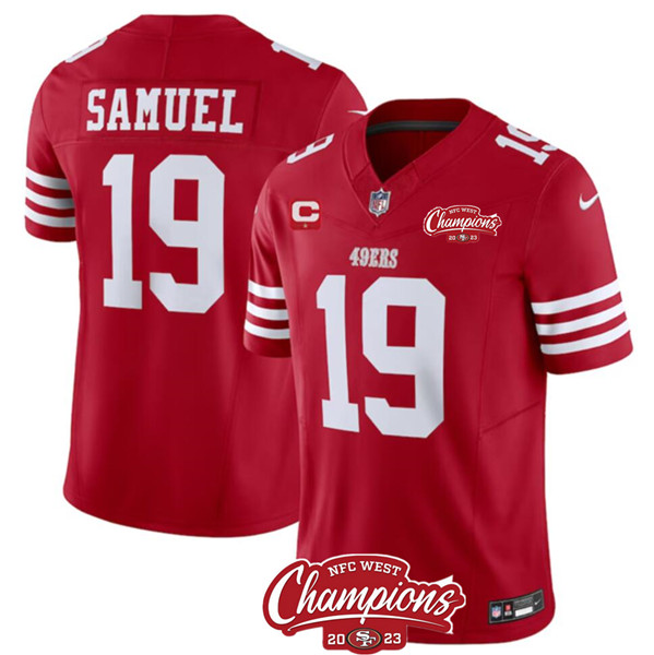 San Francisco 49ers #19 Deebo Samuel Red 2023 F.U.S.E. With 1-Star C Ptach And NFC West Champions Patch Stitched Jersey - Zenithce