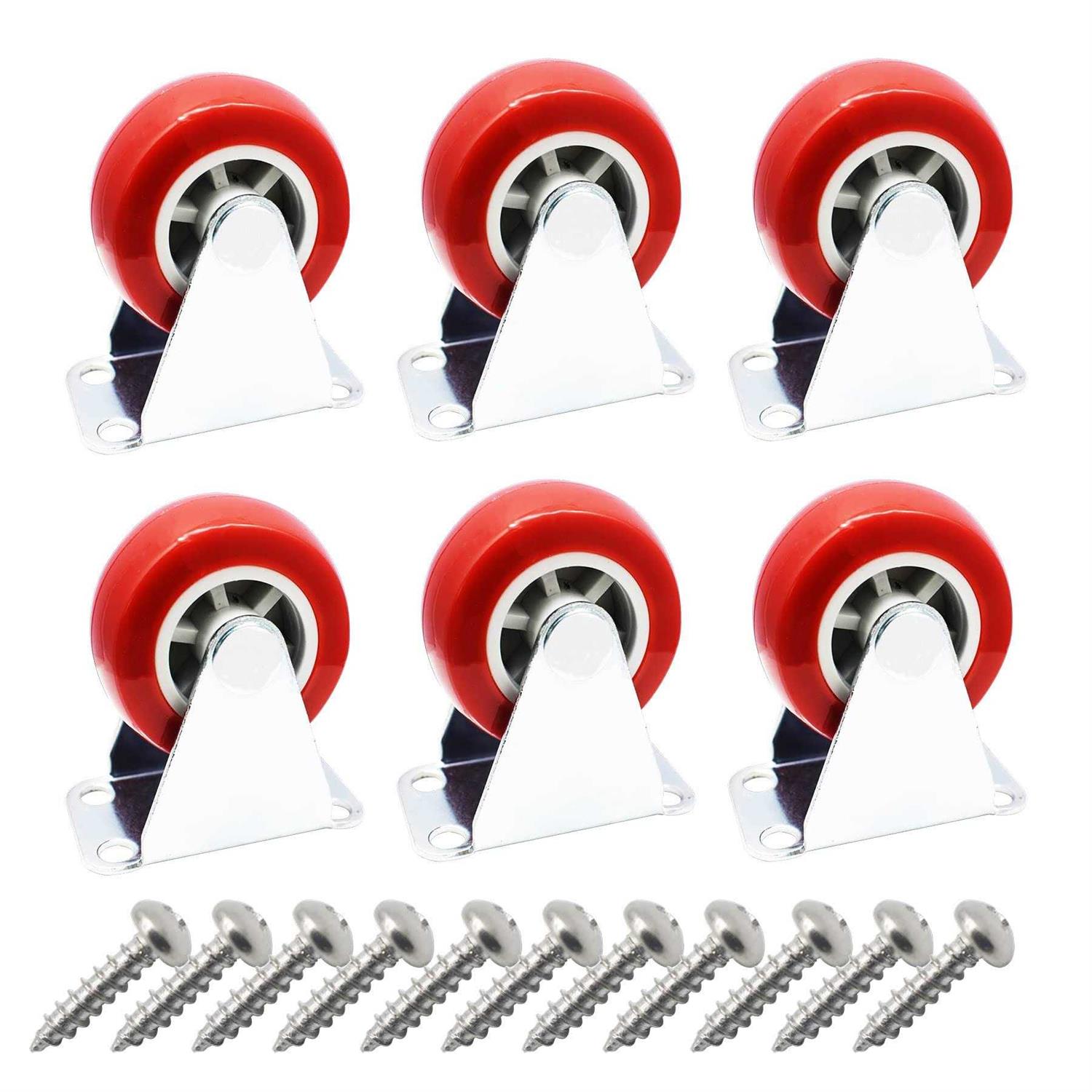 Floyutin Rigid No-swivel Plate Hard Rubber Caster Wheels for Fu - Zenithce