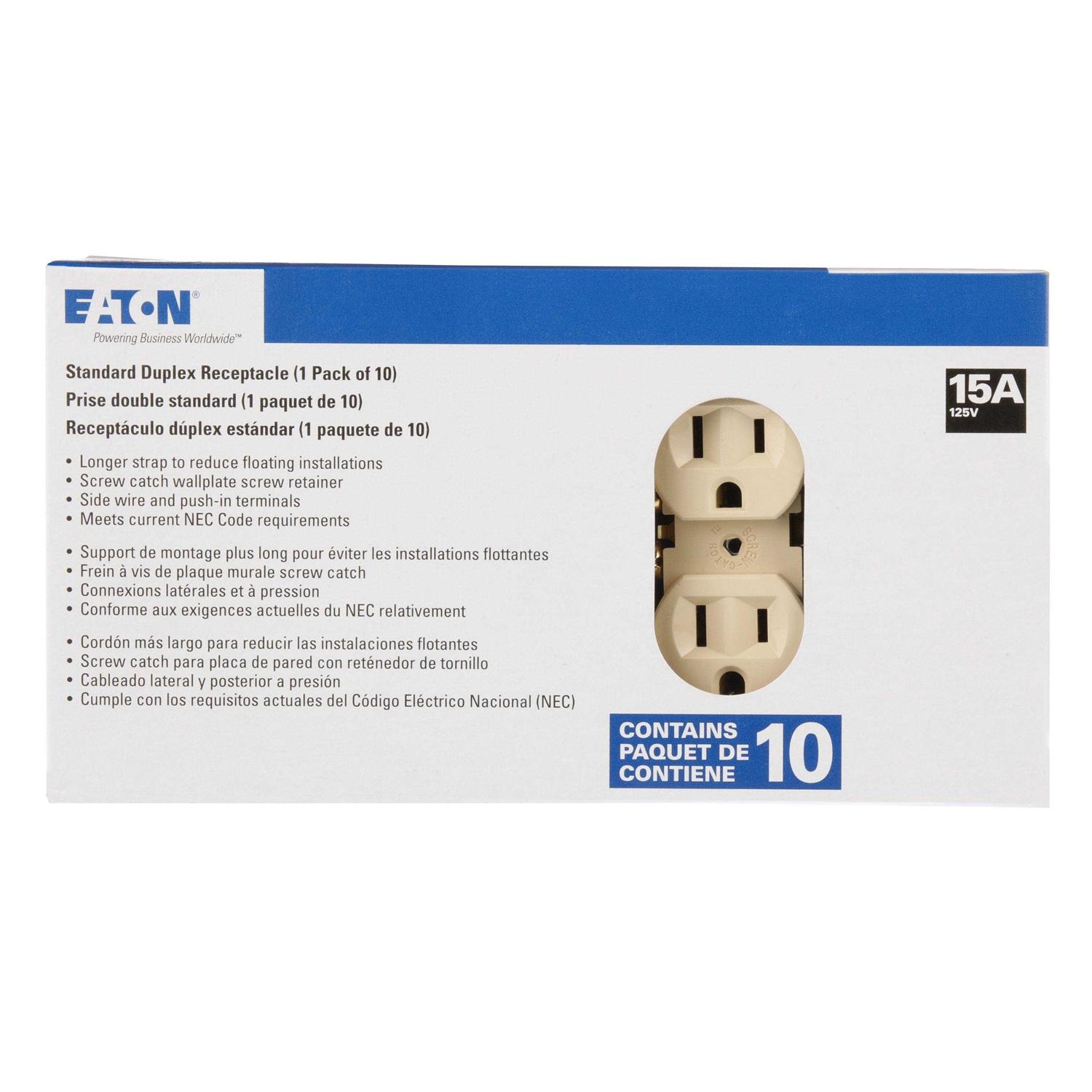 Eaton 15-Amp 125-volt Residential Decorator Outlet 1107W-10-LW - Zenithce