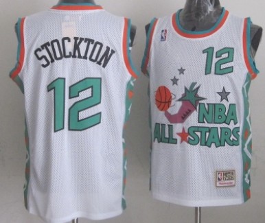 1996 All-Star #12 John Stockton White Swingman Throwback Jersey - Zenithce