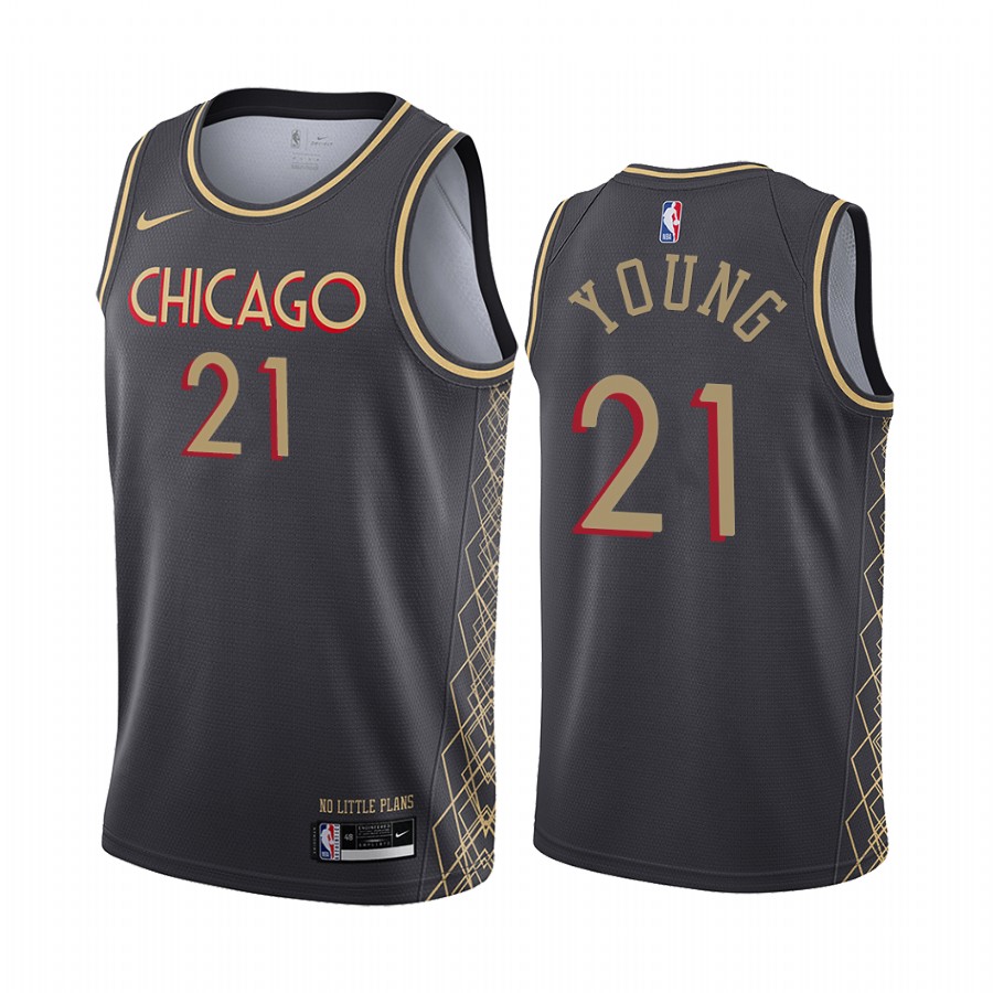Bulls #21 Thaddeus Young Black Swingman 2020-21 City Edition Jersey - Zenithce