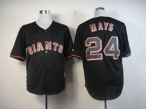 Giants #24 Willie Mays Black Fashion Stitched Jersey - Zenithce