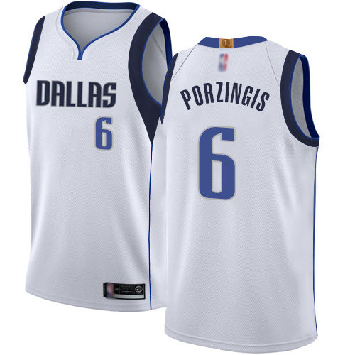 Mavericks #6 Kristaps Porzingis White Swingman Association Edition Jersey - Zenithce