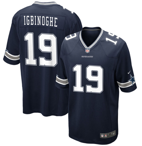 Dallas Cowboys #19 Noah Igbinoghene Navy Stitched Game Jersey - Zenithce