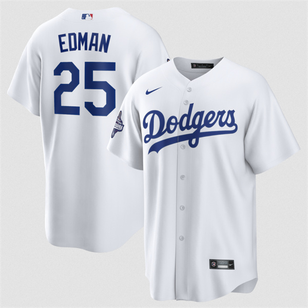 Los Angeles Dodgers #25 Tommy Edman White 2025 World Series Champions Home Cool Base Stitched Jersey - Zenithce
