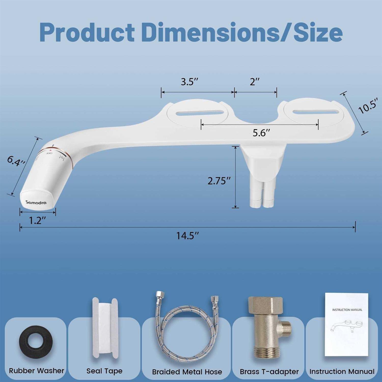 Samodra Non-electric Cold Water Bidet Toilet Seat Attachment with Pressure - Zenithce