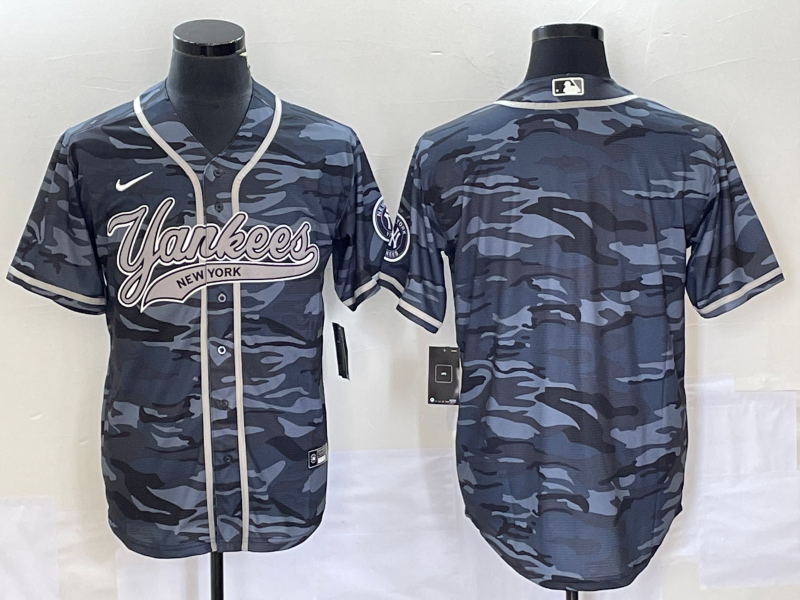 New York Yankees Blank Gray Camo With Patch Cool Base Stitched Jersey - Zenithce