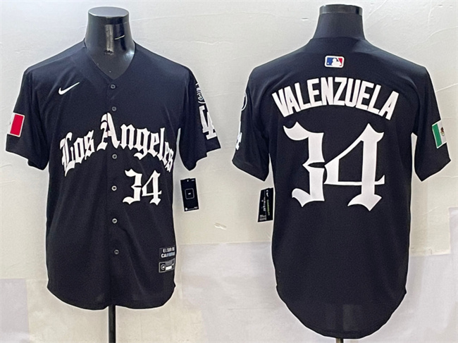 Los Angeles Dodgers #34 Fernando Valenzuela Black Mexico 2025 LA Gothic Style With Fernando Patch Vapor Premier Limited Stitched Jersey - Zenithce