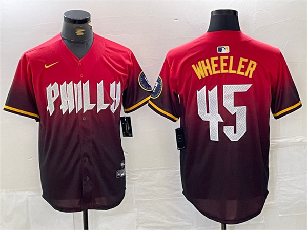 Philadelphia Phillies #45 Zack Wheeler Red 2024 City Connect Limited Stitched Jersey - Zenithce