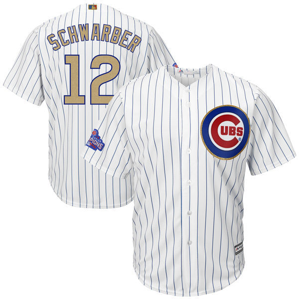 Chicago Cubs #12 Kyle Schwarber Majestic White 2017 Gold Program Cool Base Player Stitched Jersey - Zenithce