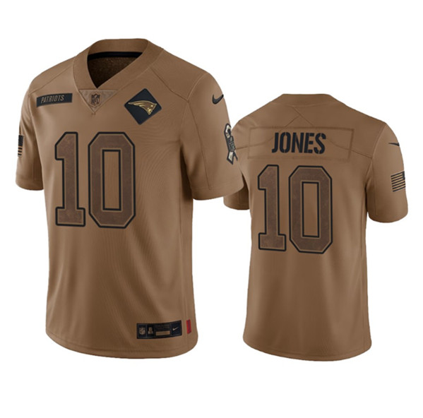 New England Patriots #10 Mac Jones 2023 Brown Salute To Service Limited Stitched Jersey - Zenithce