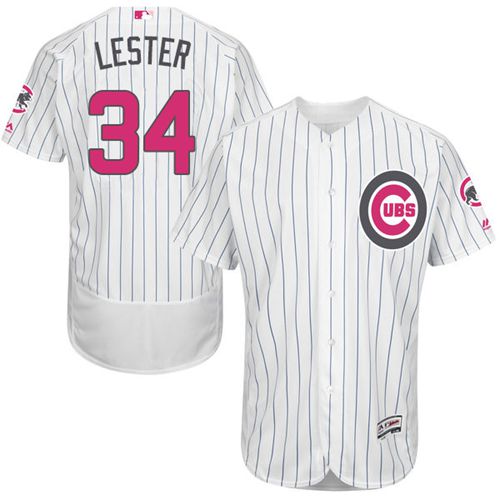 Cubs #34 Jon Lester White(Blue Strip) Flexbase Authentic Collection 2016 Mother's Day Stitched Jersey - Zenithce