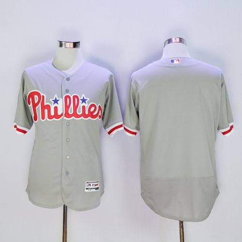 Phillies Blank Grey Flexbase Authentic Collection Stitched Jersey - Zenithce