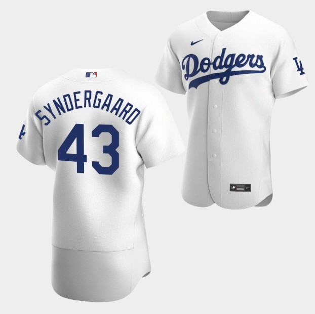 Los Angeles Dodgers #43 Noah Syndergaard White Flex Base Stitched Jersey - Zenithce